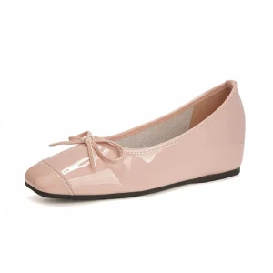 Women’s Cute Bow Ballet Square Toe Anti-Slippery Slip-On Flat Shoes