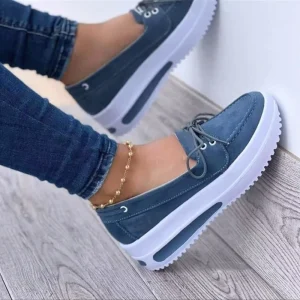 Women’s Denim Platform Boat Shoes Comfortable Wedge Casual Loafers for Daily Wear & Office Work