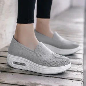 Women’s Designer Casual Sports Shoes for Spring Summer Breathable Slip-On Simple Walking Style Solid Color with Charm