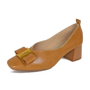 Women’s Dress Shoes with High Top New Buckle Design Square Toe Chunky Block Heel Comfortable Footwear for Summer Autumn Seasons