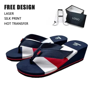 Women’s EVA Wedge Flip Flops Platform Beach Sandals Soft Denim Strap Custom Logo Slippers