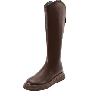 Women’s Elastic Slim High Platform Long Winter Boots Mid Calf Slip On with Thick Sole Larger Size Height Increasing Arch Support