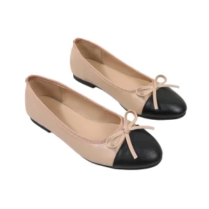 Women’s Elegant Ballet Flats Closed Toe Slip On Bow Light Weight PU Leather Insole Versatile Designer Shoes Spring Autumn