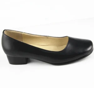 Women’s Elegant Classic Summer Autumn Waterproof Slip-On Bump Toe Office Pumps Genuine Leather PVC Insole