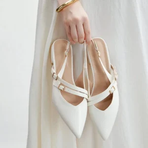 Women’s Elegant Comfortable Pointed Toe Buckle Closure Heeled Sandals Rubber Outsole Office Dress Shoes for Spring Autumn Summer