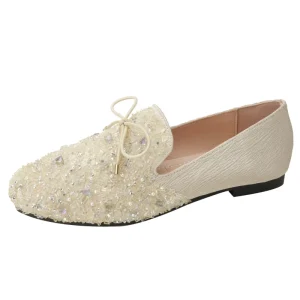 Women’s Elegant Fashion Bling Crystal Flat Shoes Comfortable Slip-On Design