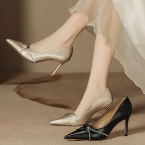 Women’s Elegant Formal Office Work Dress Pumps Heeled Sandals High Heels Shoes Thin Heels Rhinestones Slip On