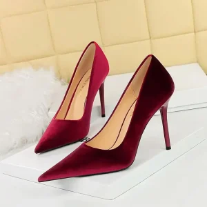 Women’s Elegant High Heels Comfortable Slip-on Dress Shoes with Thin Heels Pointed Toe Pumps for Business Office