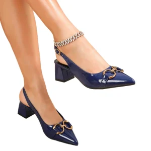 Women’s Elegant High Heels Wedding Sandals Patent Leather Metal Buckle Slim Fit Slip-On Closure Breathable Lightweight PU Lining
