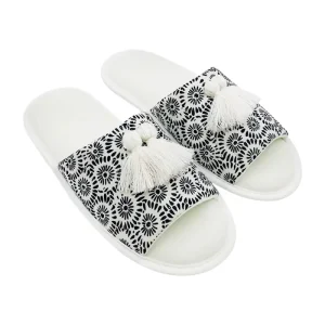 Women’s Elegant Slippers with Tassel Design Open Toe Non-Slip Sole Soft Cozy House Slippers