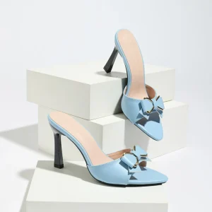 Women’s Elegant Square Heel Summer Sandals Open Toe Buckle Bow Comfortable Fashion Heels