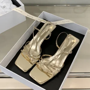 Women’s Elegant Summer Slippers with Thin Heels French Sandals with Thin Strap and Bow Square Head Design