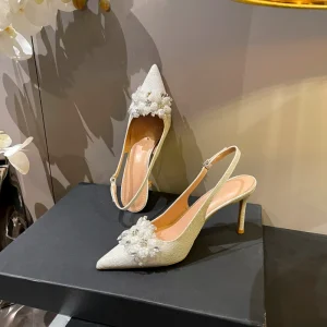 Women’s Elegant White Lace Round Toe Height Increasing High Top Ankle Strap Button Dress Shoes Hard Wearing Anti Slip for Summer