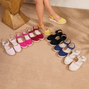 Women’s Espadrilles Synthetic Leather Shoes Wedge Sandals Beach Grass Woven Shoes Hollow Sole Single Shoes
