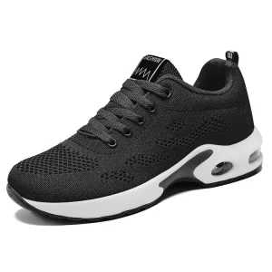 Women’s Evergreen Air Cushion Running Shoes Korean Fashion Soft Bottom Breathable Lace-Up PU Upper All Seasons