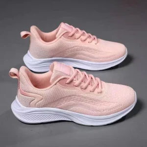 Women’s Fall Flying Woven Lightweight Breathable Running Shoes Comfortable Casual Sneaker Thick Sole Flat