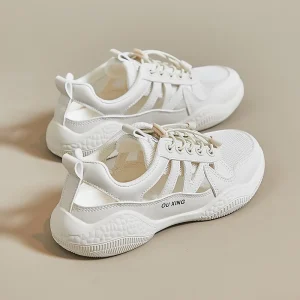 Women’s Fashion Casual Breathable Light Weight Korean Mesh Sneakers Spring Summer Trendy Splicing Design PU Insole