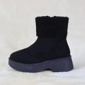 Women’s Fashion Classic Ladies Height Increasing Thick Soled Raised Head Ankle Bootie Short Zipper Winter Boots Black Daily