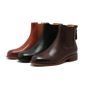Women’s Fashion Elastic Ankle Boots with Genuine Leather Upper Rubber Outsole Breathable Lightweight Design