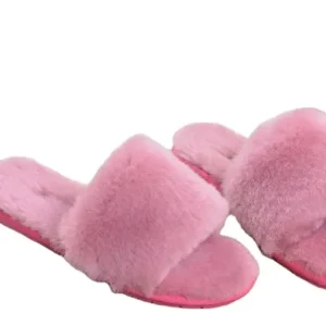 Women’s Fashion Fur Soft Winter Indoor Home Slippers Sheepskin Open Toe Real Fur Slippers