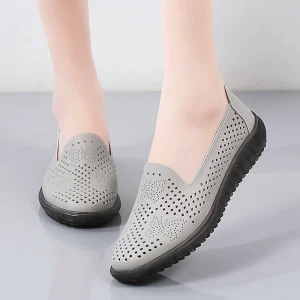 Women’s Fashion PU Loafers Flats Soft Breathable Anti-Slippery Closed Toe Office Casual Walking Platform Shoes Customizable
