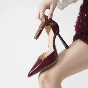 Women’s Fashion Patent Leather Pointed Toe High Heels Plus Size Stiletto Pumps Height Increasing Office Shoes for Ladies