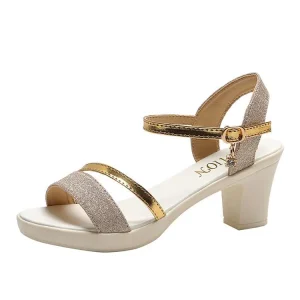 Women’s Fashion Platform Flat Sandals Gold & Silver Summer Beach Flops Lightweight PU Lining for Autumn Season