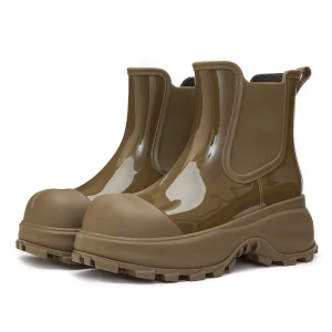 Women’s Fashion Rain Boots Thick Soled Waterproof Work Outerwear Anti Slip Short Tube Rubber Shoes