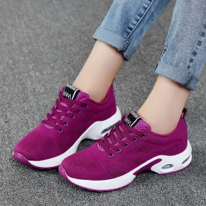 Women’s Fashion Round Toe Lace up Mesh Breathable Casual Sports Shoes Women’s Running Shoes