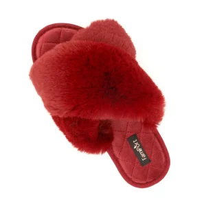 Women’s Fashion Soft Indoor Home Fluffy Fuzzy Slippers Fur Cross Open Toe Fur Slides Comfortable Slippers Autumn