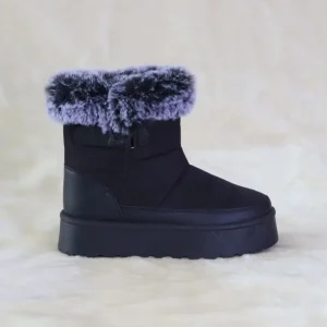 Women’s Fashion Soft Warm Comfortable Waterproof Fabric Platform Ankle Bootie Winter Snow Boots with Plush