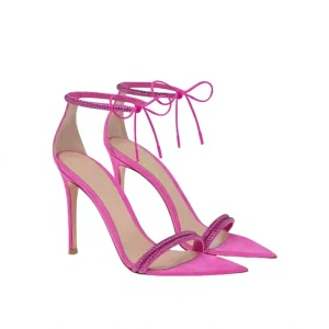 Women’s Fashion Stiletto High Heels Sandals Pointed Toe and Ankle Strap Rhinestone Decorated for Summer Weddings and Beaches