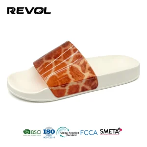 Women’s Fashion Trend Anti Slip Soft Open Toe Slides Printed Pattern PVC Upper EVA Outsole for Summer Beach Sandals EVA Slippers
