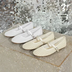 Women’s Fashion Trend Fashionable Toe Ballet Flats Breathable Mesh Embroidery Elegant Buckle Strap Adjustable Casual