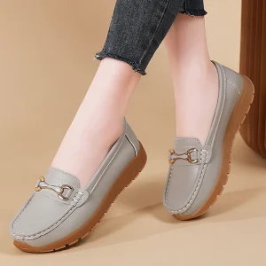Women’s Fashion Trend Single Flat Loafers with PVC Midsole Bow Summer Middle Aged Mother Slip on Shoes Large Sizes
