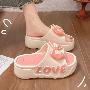 Women’s Fashion Trend Summer Outdoor Beach Platform Thick Soled Printed Bow Sandals High Heels Non Slip Height Increasing