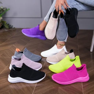 Women’s Fashion Trend Summer Spring Autumn Sneakers EVA Midsole Mesh Upper Slip On Closure Shock Resistant Breathable Cushioning