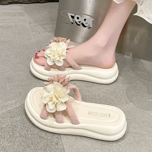 Women’s Fashionable Beach Lightweight Platform Wedge Sandals Slip On Spring Autumn Floral Patterned Soft Soled
