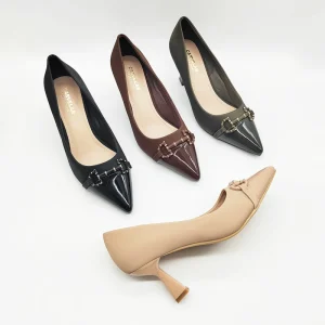 Women’s Fashionable Buckle Pointed Single Shoes Ladies Office Pumps High Heels