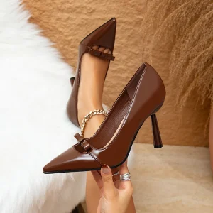 Women’s Fashionable Summer Autumn Spring Hard-Wearing High Heels with Pointed Toe and Trendy Styles