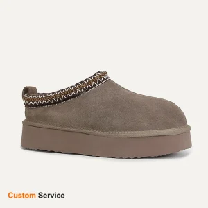 Women’s Faux Shearling Fur Slides Classic Sand Ultra Mini Platform Boot Cow Suede Wool Winter Slippers Booties