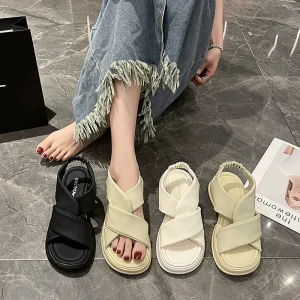Women’s Flat Ankle Strap Outdoor Sandals Comfortable Summer Beach Elastic