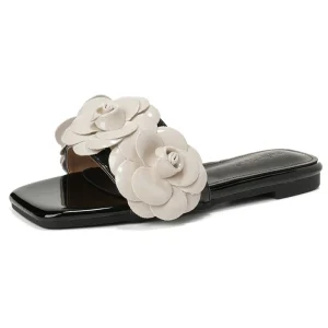 Women’s Flat Bottomed Casual Open Toe Beach for Set with Fur for Autumn Winter Spring or Daily Use