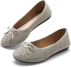 Women’s Flat Shoes Comfortable Hollow Out Ballet Flats Ladies Office Work & Daily Casual Slip-On Shoes