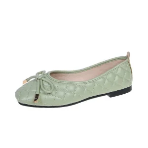 Women’s Flat Shoes Square Closed Toe Loafers Spring Autumn Casual Shoes Bowknot Slip On Dress Daily Flats Pumps for Girl