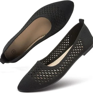 Women’s Flat Shoes with Detail Large Size Casual Breathable Women Ballet Flat Shoes Knit Dress Shoes Round Toe