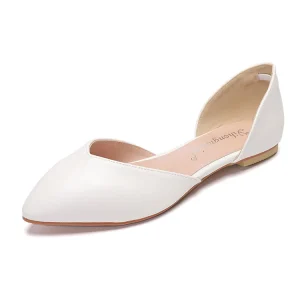 Women’s Flats Shoes Ballet Flats White Dress Shoes Comfortable PU Leather Slip on Shoes for Women