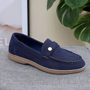 Women’s Flats Shoes Loafers Leather Slip On Summer Round Toe Shoes