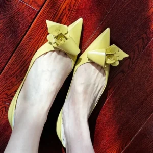 Women’s Floral Detailed Mid Heel Pumps Dress Shoes Slip On Closure Featuring Thin Heels Plus Size