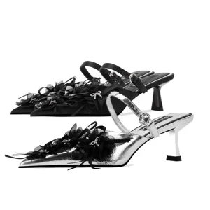 Women’s Floral Handmade Kitten Heel Mules Slingback Sandals Minimum Order 50 Pairs Custom Small MOQ